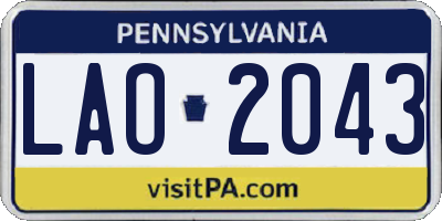 PA license plate LAO2043