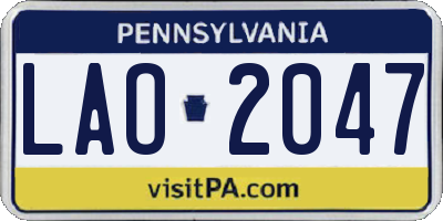PA license plate LAO2047