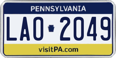 PA license plate LAO2049