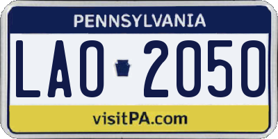PA license plate LAO2050
