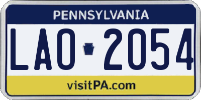 PA license plate LAO2054