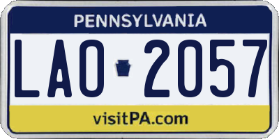 PA license plate LAO2057