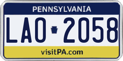 PA license plate LAO2058