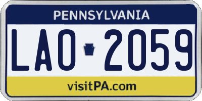 PA license plate LAO2059