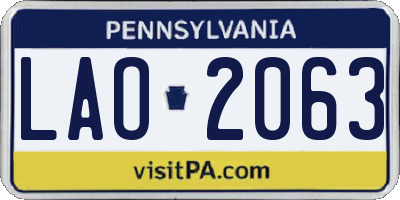 PA license plate LAO2063