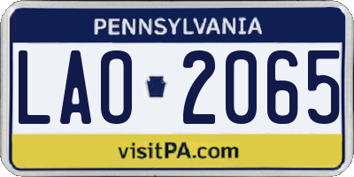 PA license plate LAO2065