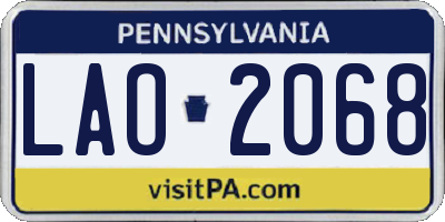 PA license plate LAO2068