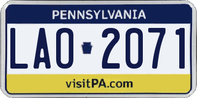 PA license plate LAO2071