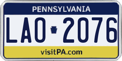 PA license plate LAO2076