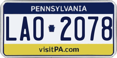 PA license plate LAO2078