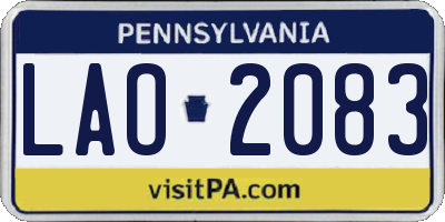 PA license plate LAO2083