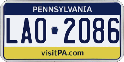 PA license plate LAO2086