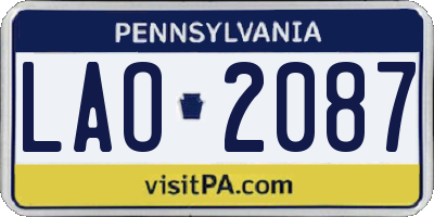 PA license plate LAO2087