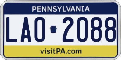 PA license plate LAO2088