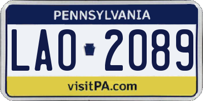 PA license plate LAO2089