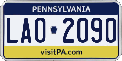PA license plate LAO2090
