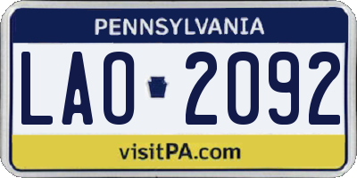 PA license plate LAO2092