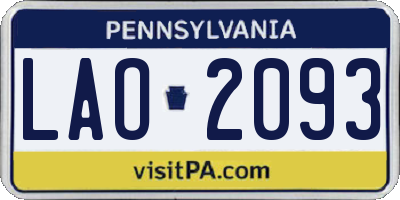 PA license plate LAO2093