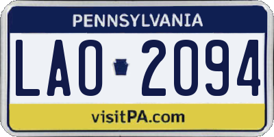 PA license plate LAO2094