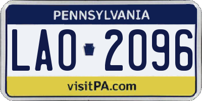 PA license plate LAO2096