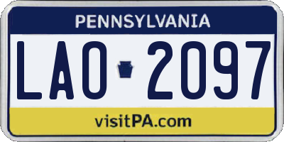 PA license plate LAO2097