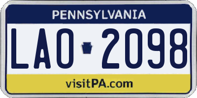 PA license plate LAO2098