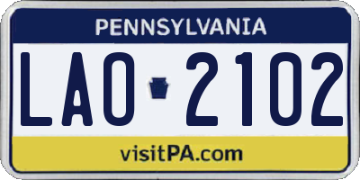 PA license plate LAO2102