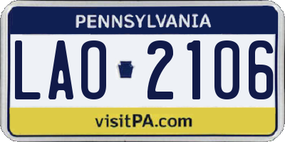 PA license plate LAO2106