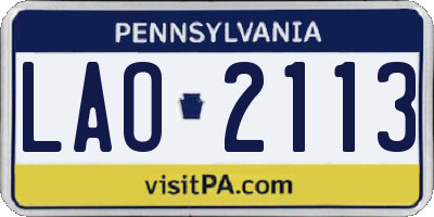 PA license plate LAO2113