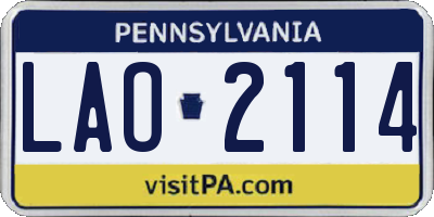 PA license plate LAO2114
