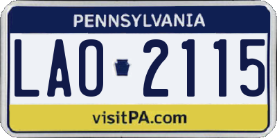 PA license plate LAO2115
