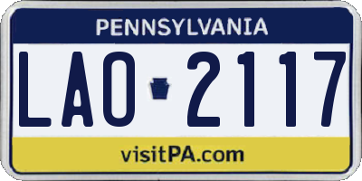 PA license plate LAO2117