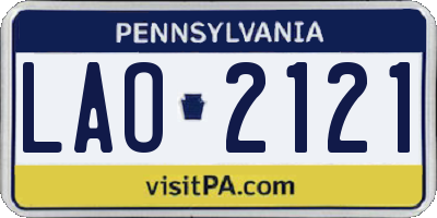 PA license plate LAO2121