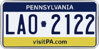 PA license plate LAO2122