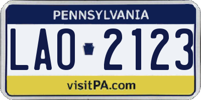 PA license plate LAO2123