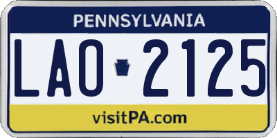 PA license plate LAO2125
