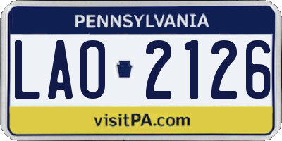 PA license plate LAO2126