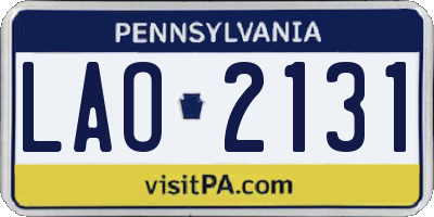 PA license plate LAO2131