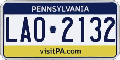 PA license plate LAO2132