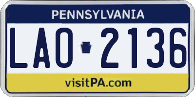 PA license plate LAO2136