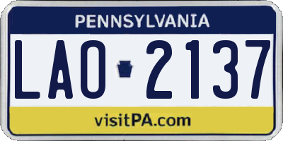PA license plate LAO2137