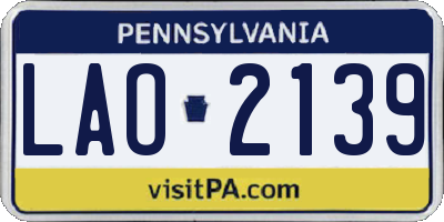 PA license plate LAO2139