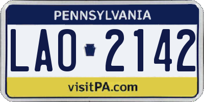 PA license plate LAO2142