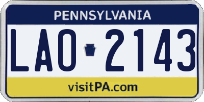 PA license plate LAO2143