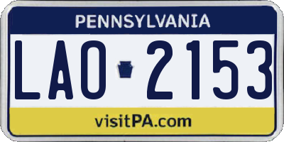PA license plate LAO2153