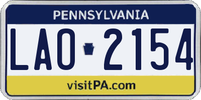 PA license plate LAO2154