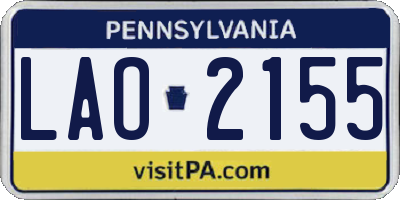 PA license plate LAO2155