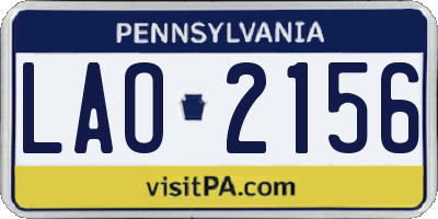 PA license plate LAO2156
