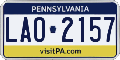 PA license plate LAO2157