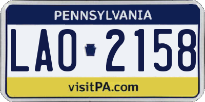 PA license plate LAO2158